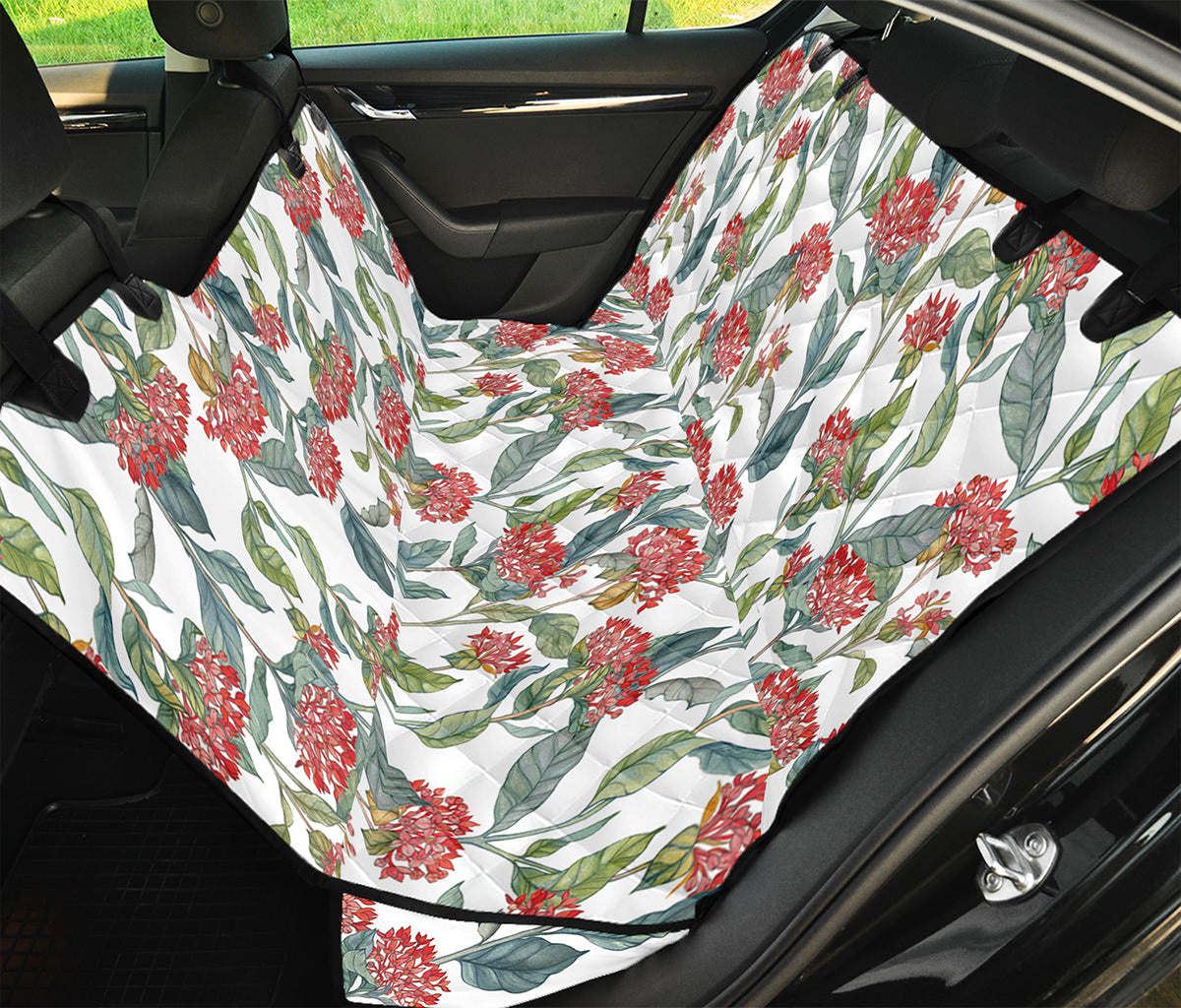Watercolor Bouvardia Print Pet Car Back Seat Cover