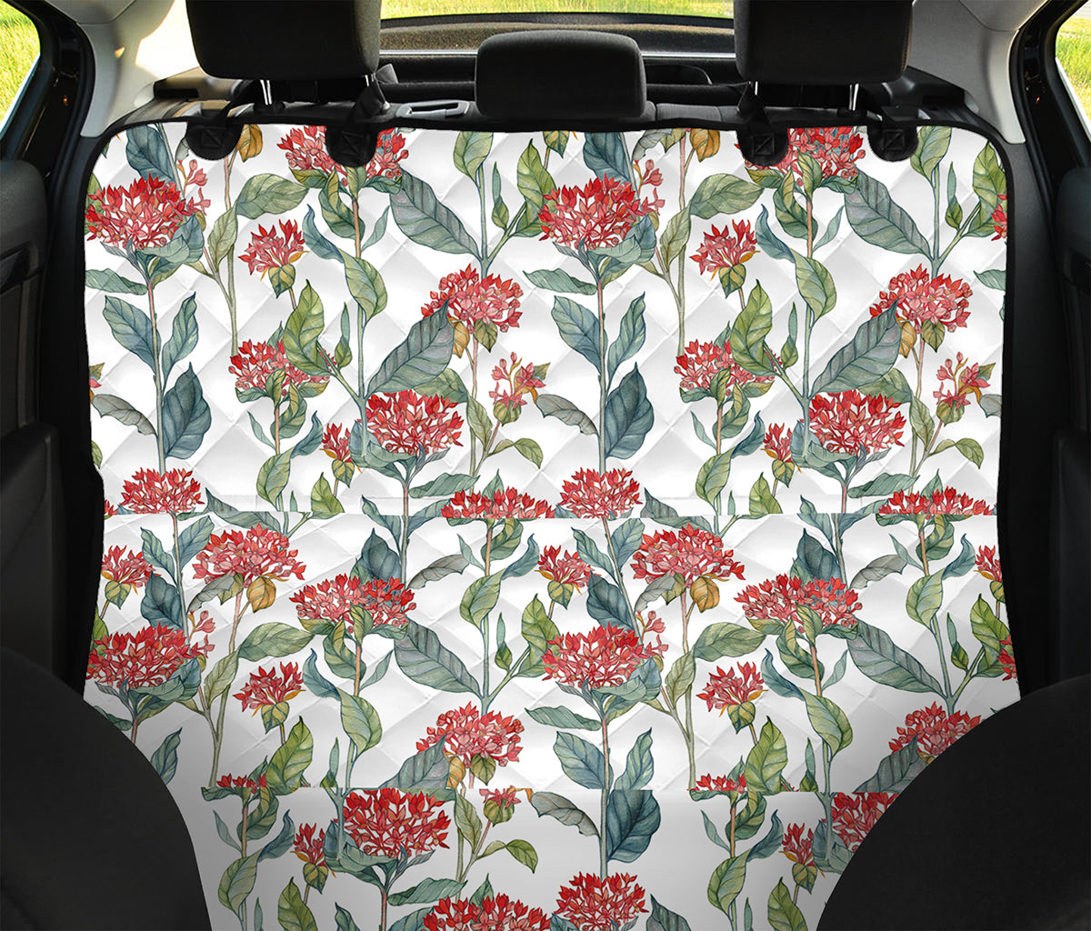 Watercolor Bouvardia Print Pet Car Back Seat Cover