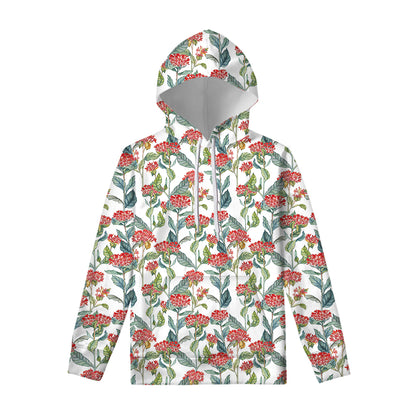 Watercolor Bouvardia Print Pullover Hoodie