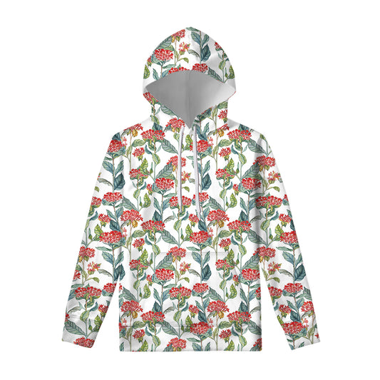 Watercolor Bouvardia Print Pullover Hoodie