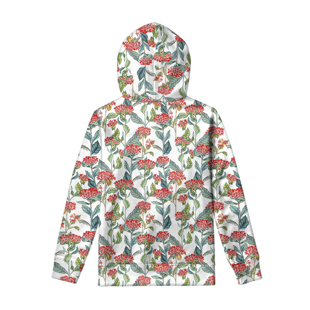 Watercolor Bouvardia Print Pullover Hoodie