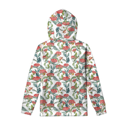 Watercolor Bouvardia Print Pullover Hoodie