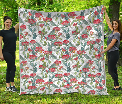 Watercolor Bouvardia Print Quilt