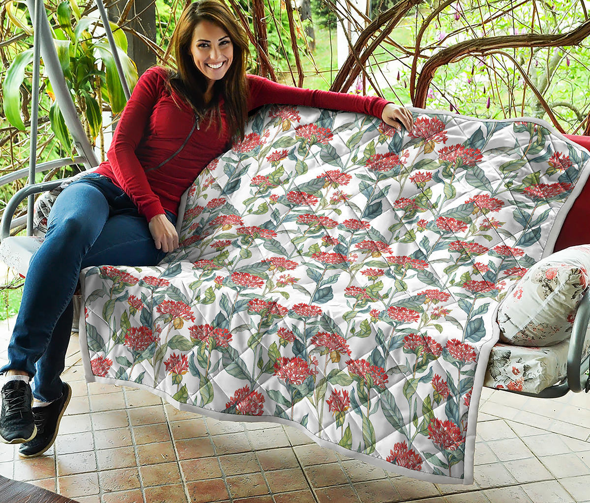 Watercolor Bouvardia Print Quilt
