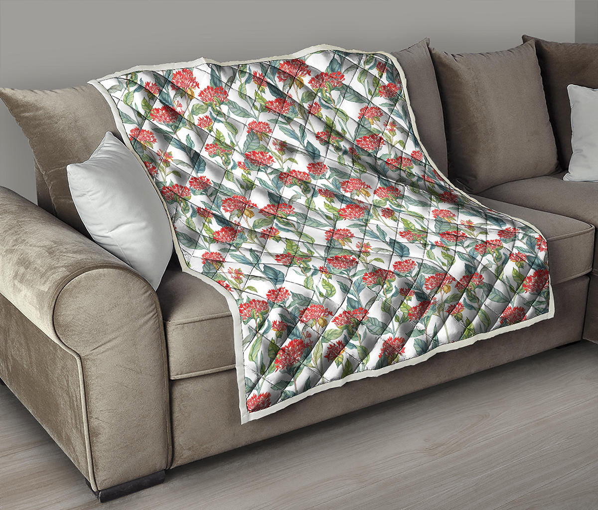 Watercolor Bouvardia Print Quilt