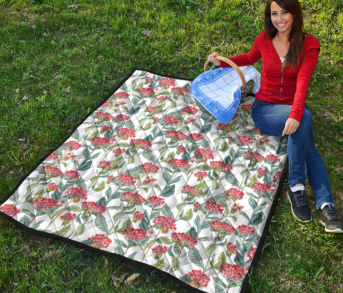 Watercolor Bouvardia Print Quilt