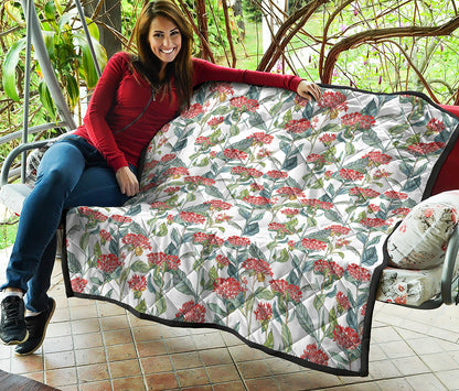 Watercolor Bouvardia Print Quilt