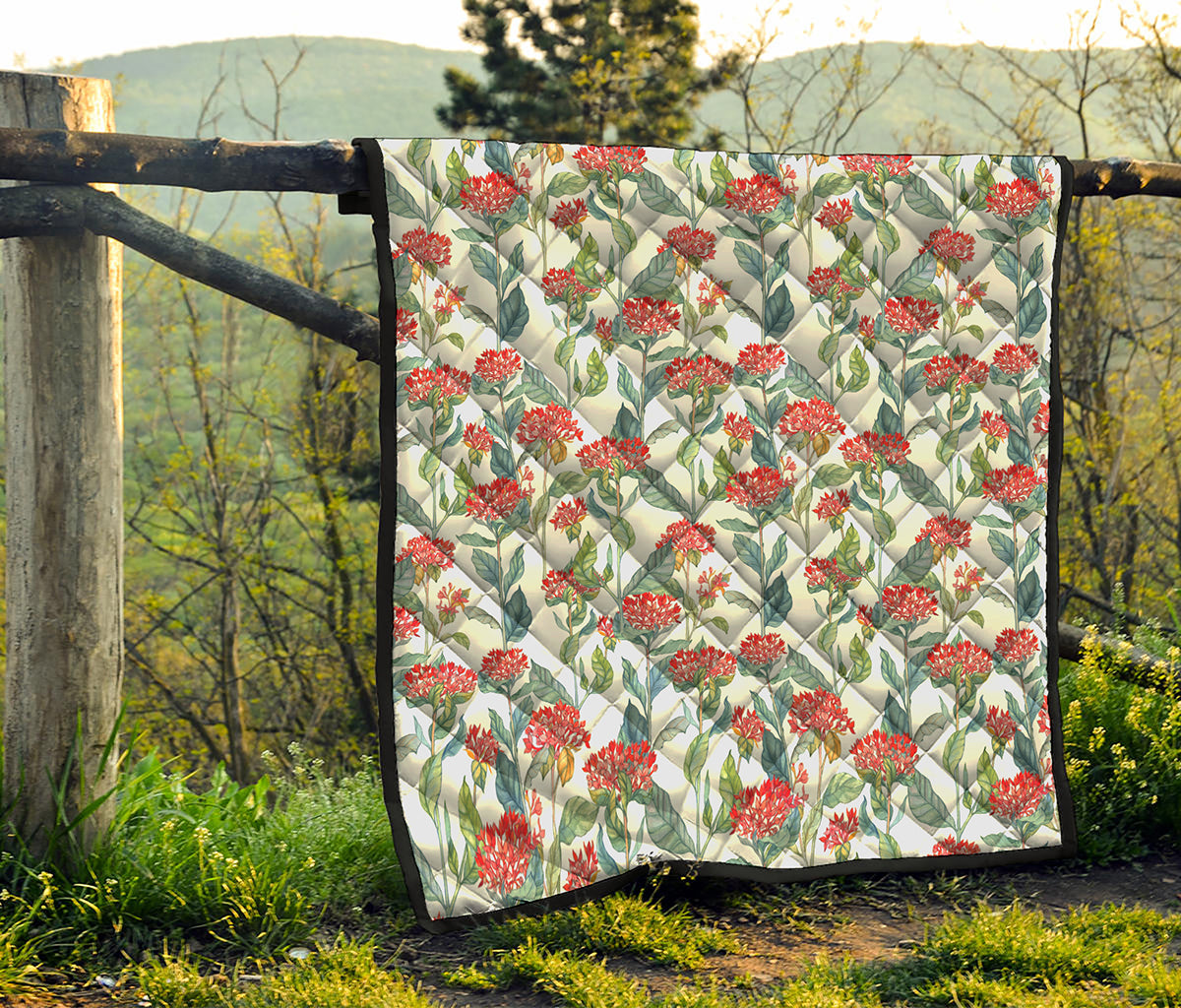 Watercolor Bouvardia Print Quilt