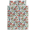 Watercolor Bouvardia Print Quilt Bed Set