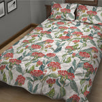 Watercolor Bouvardia Print Quilt Bed Set