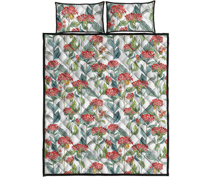 Watercolor Bouvardia Print Quilt Bed Set
