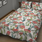 Watercolor Bouvardia Print Quilt Bed Set