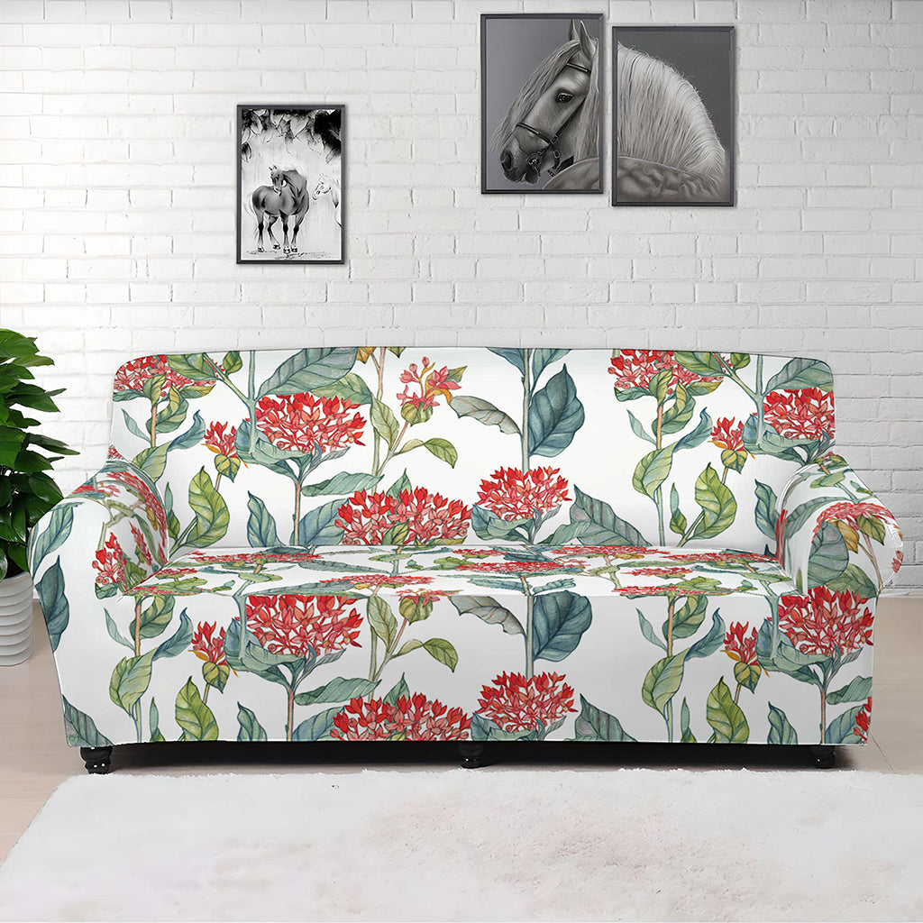 Watercolor Bouvardia Print Sofa Cover