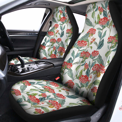 Watercolor Bouvardia Print Universal Fit Car Seat Covers