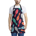 Watercolor Bowling Pins Pattern Print Apron