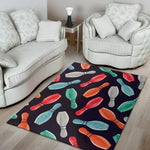 Watercolor Bowling Pins Pattern Print Area Rug
