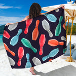 Watercolor Bowling Pins Pattern Print Beach Sarong Wrap