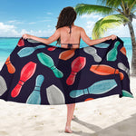 Watercolor Bowling Pins Pattern Print Beach Sarong Wrap
