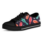 Watercolor Bowling Pins Pattern Print Black Low Top Shoes
