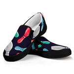 Watercolor Bowling Pins Pattern Print Black Slip On Shoes