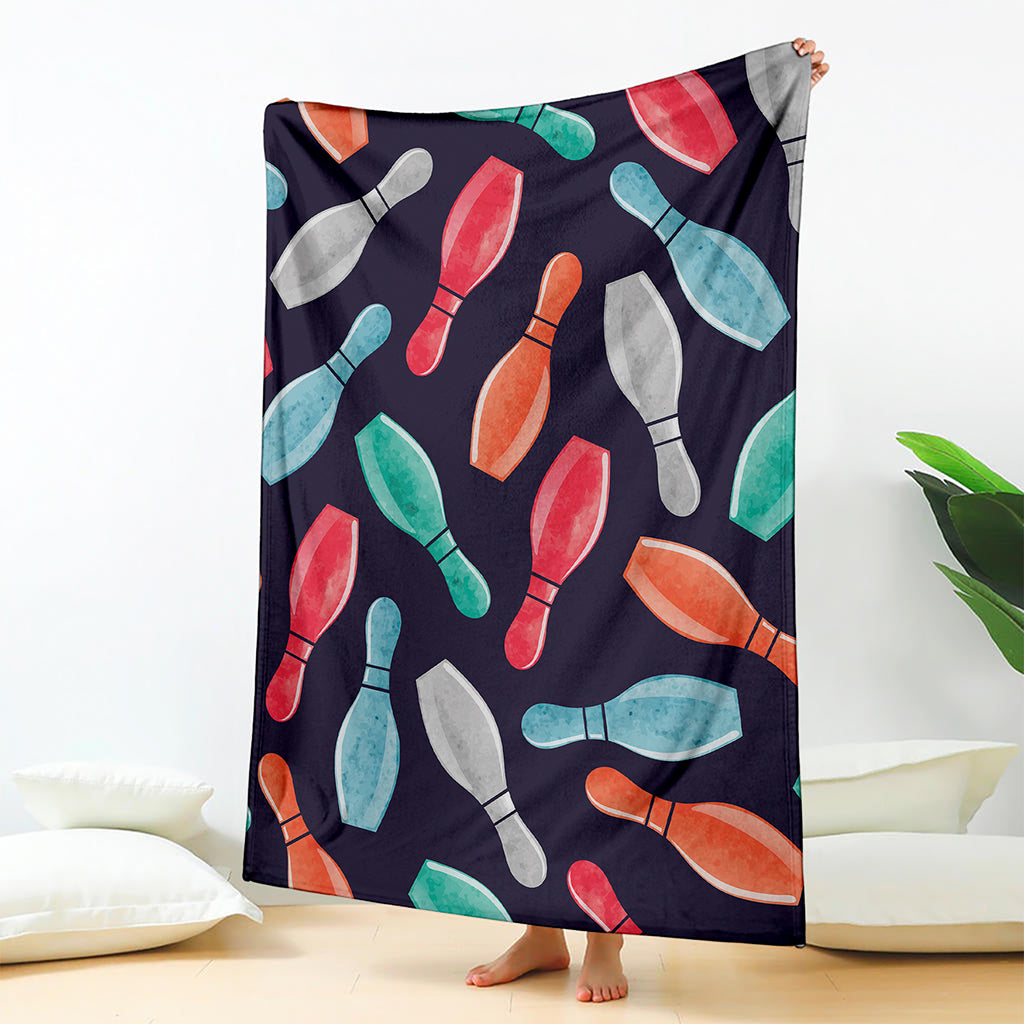 Watercolor Bowling Pins Pattern Print Blanket