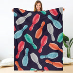 Watercolor Bowling Pins Pattern Print Blanket