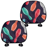 Watercolor Bowling Pins Pattern Print Car Headrest Covers