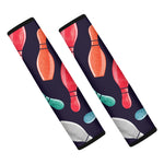 Watercolor Bowling Pins Pattern Print Car Seat Belt Covers