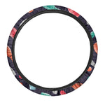 Watercolor Bowling Pins Pattern Print Car Steering Wheel Cover