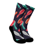 Watercolor Bowling Pins Pattern Print Crew Socks
