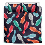 Watercolor Bowling Pins Pattern Print Duvet Cover Bedding Set