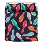 Watercolor Bowling Pins Pattern Print Duvet Cover Bedding Set
