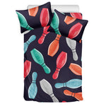 Watercolor Bowling Pins Pattern Print Duvet Cover Bedding Set
