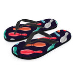 Watercolor Bowling Pins Pattern Print Flip Flops