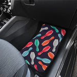 Watercolor Bowling Pins Pattern Print Front and Back Car Floor Mats