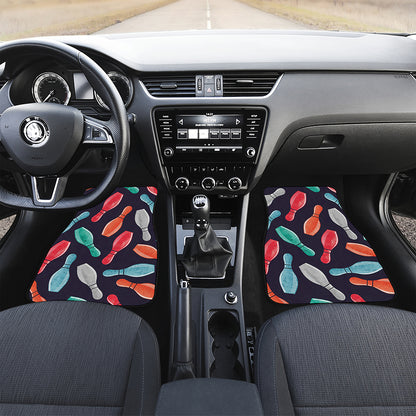 Watercolor Bowling Pins Pattern Print Front Car Floor Mats