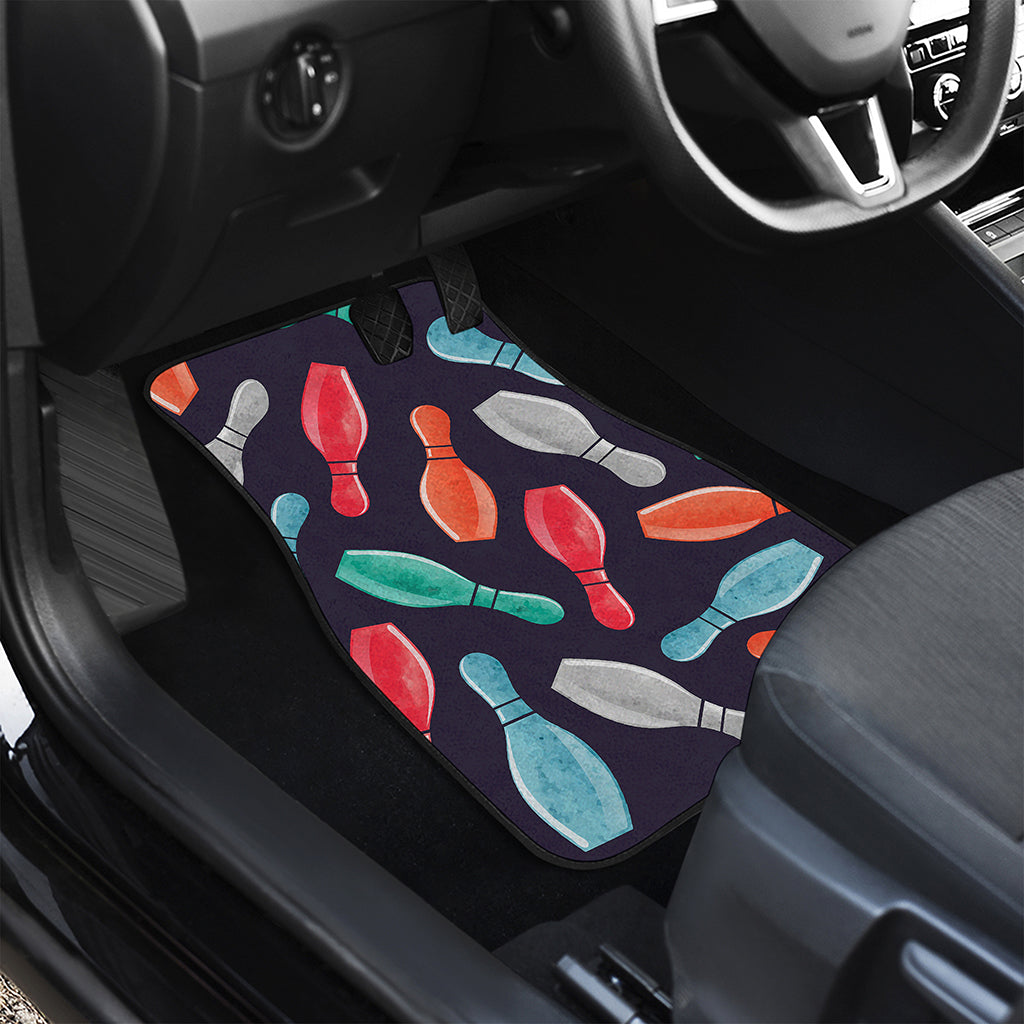 Watercolor Bowling Pins Pattern Print Front Car Floor Mats