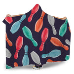 Watercolor Bowling Pins Pattern Print Hooded Blanket