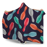 Watercolor Bowling Pins Pattern Print Hooded Blanket