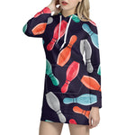 Watercolor Bowling Pins Pattern Print Hoodie Dress