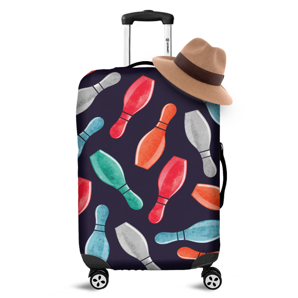 Watercolor Bowling Pins Pattern Print Luggage Cover