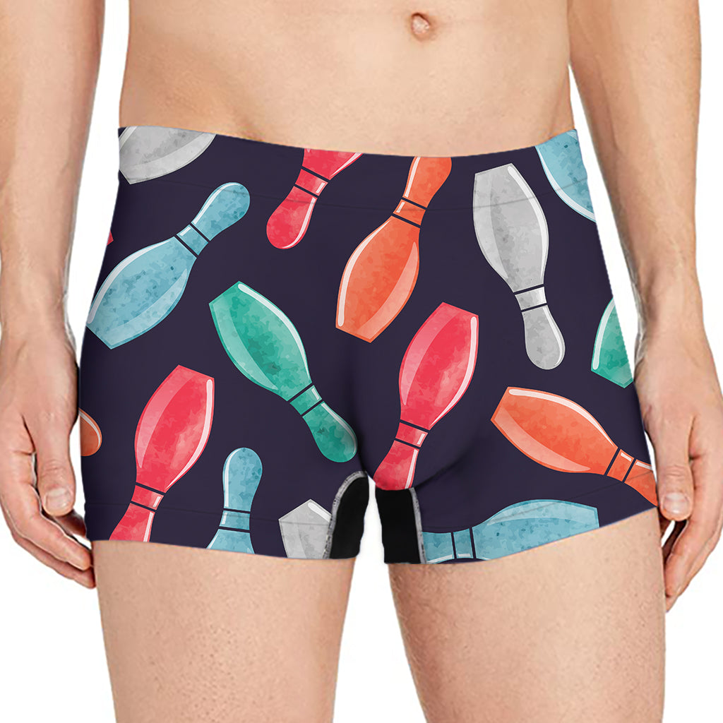 Watercolor Bowling Pins Pattern Print Men's Boxer Briefs