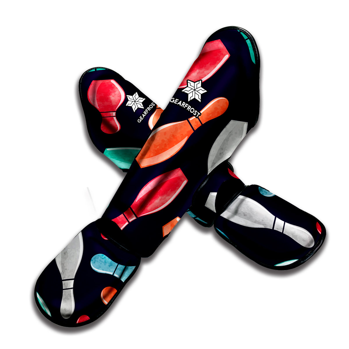 Watercolor Bowling Pins Pattern Print Muay Thai Shin Guard