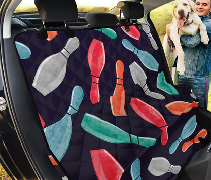 Watercolor Bowling Pins Pattern Print Pet Car Back Seat Cover