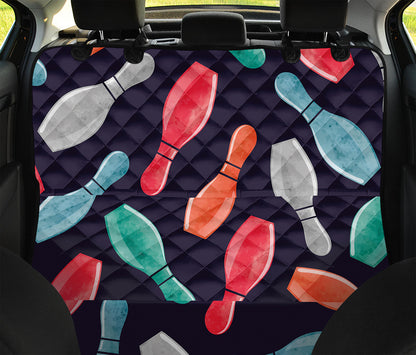 Watercolor Bowling Pins Pattern Print Pet Car Back Seat Cover