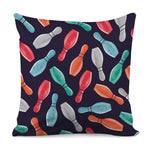 Watercolor Bowling Pins Pattern Print Pillow Cover