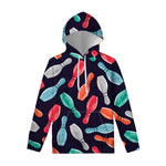 Watercolor Bowling Pins Pattern Print Pullover Hoodie