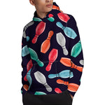 Watercolor Bowling Pins Pattern Print Pullover Hoodie