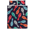 Watercolor Bowling Pins Pattern Print Quilt Bed Set