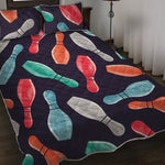 Watercolor Bowling Pins Pattern Print Quilt Bed Set